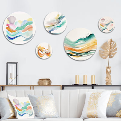 Bright Watercolor Art - Modern Waves Metal Wall Décor