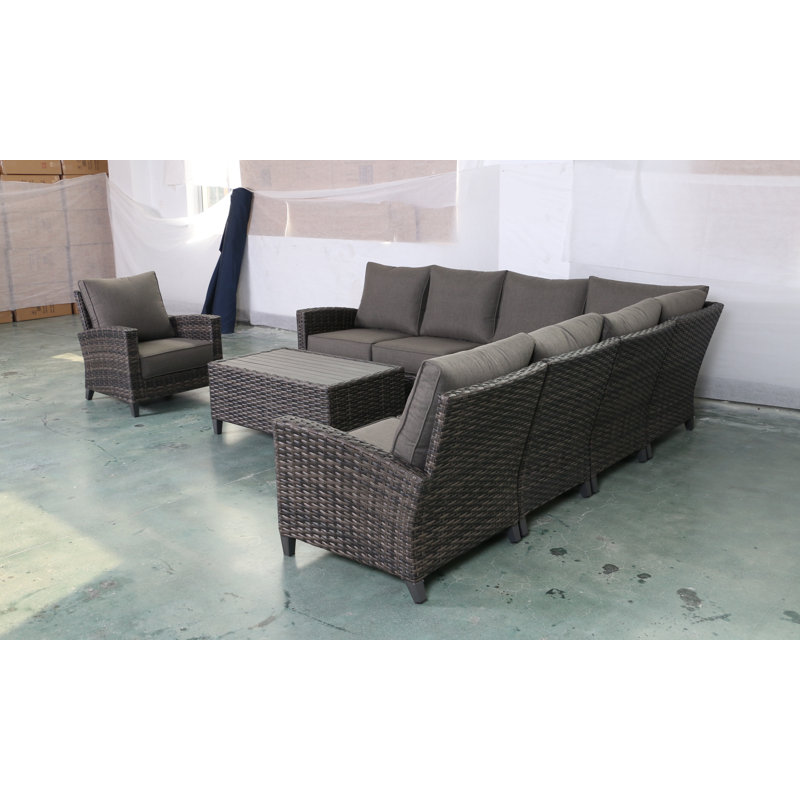 Ensemble de conversation modulaire avec coussins 9 pièces Rebeca