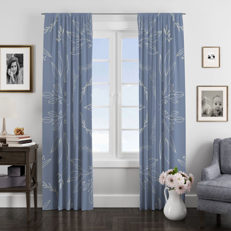 Panneau de rideau simple semi-transparent floral, L 56 po x L 78 po