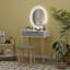 60cm Desktop Dressing Table With Led Lighted Mirror, Makeup Vanity Desk With Stool and Drawer-126882346