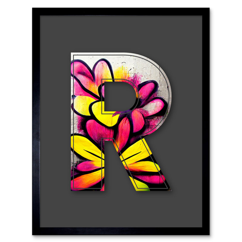 Letter R Flower - Single Picture Frame Print