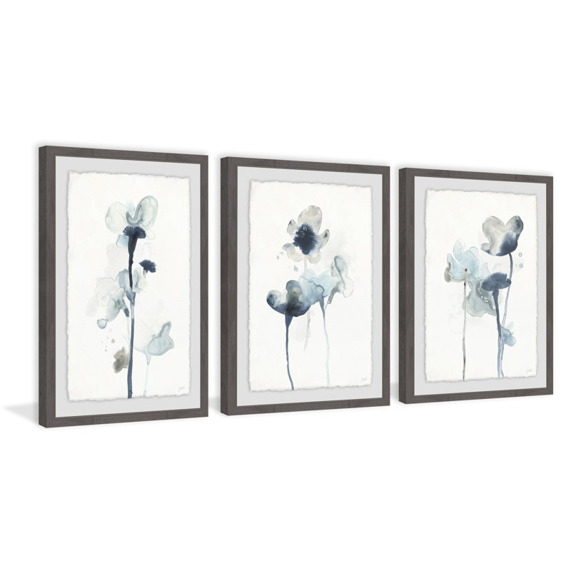 Midnight Blossoms IV - Ensemble de 3 cadres photo, H 18 po x l 12 po x P 1,5 po