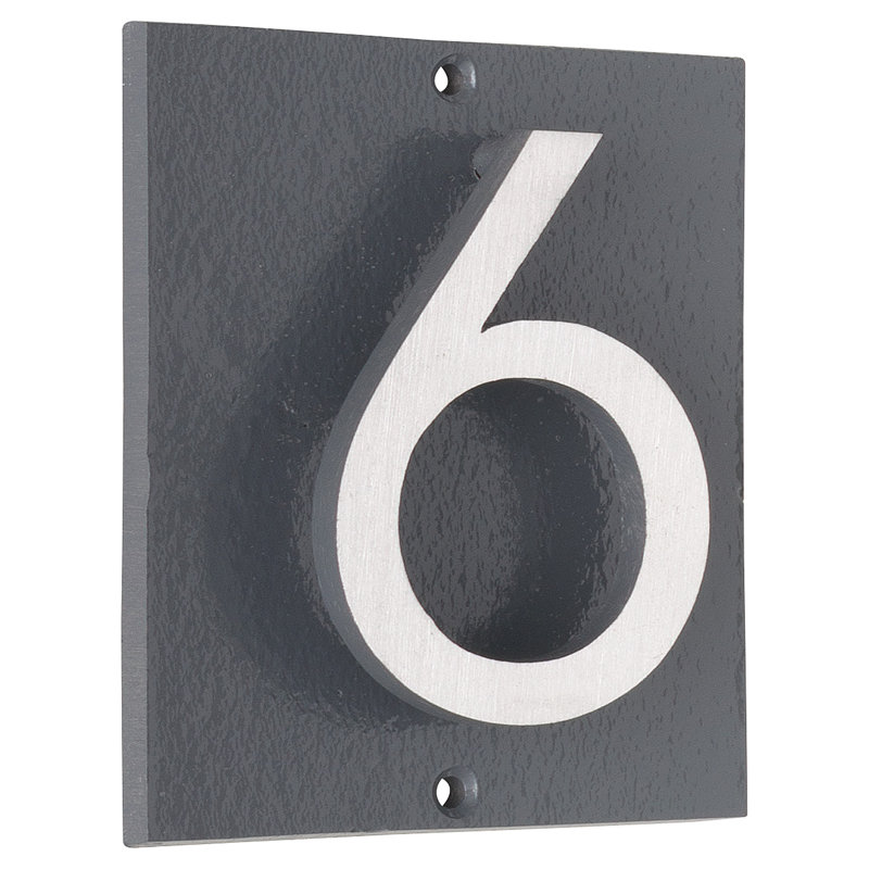 Plaque d’adresse murale sur 1 ligne flottante, Gris, Nickel satiné deux tons, Oui