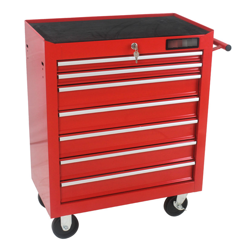 Chariot d'atelier mobile à 7 tiroirs Red, Rouge