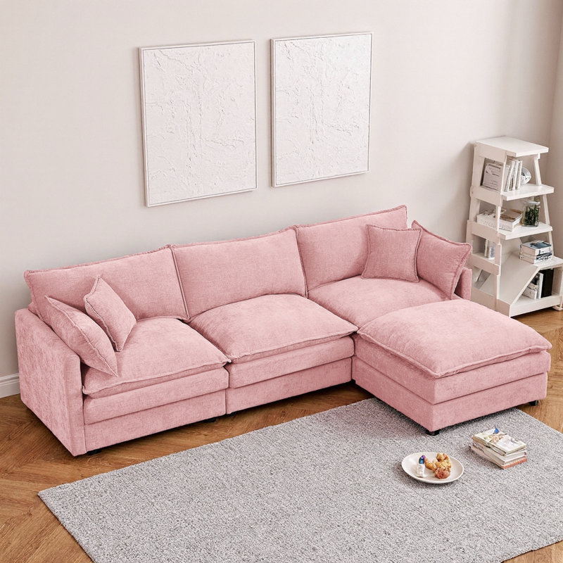 Canapé modulaire en L 102 po en forme de L de 102 po - Sièges en mousse à mémoire de forme, repose-pieds mobile, lit ou chaise de bricolage. Assemblage sans outil en 30 minutes