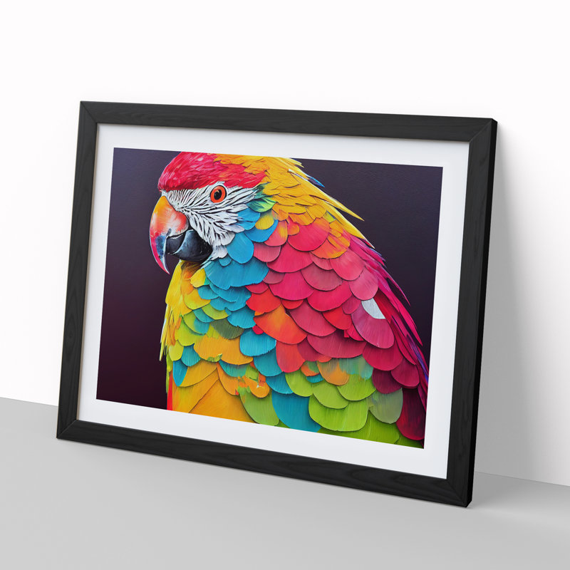 XH1022-6792X Parrot Portrait Vol.1 - Single Picture Frame Print, Black, 25cm H x 34cm W x 2cm D