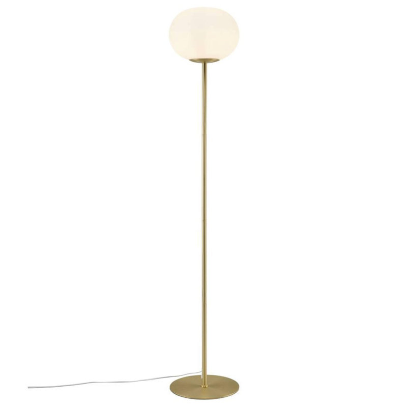 150cm Traditional Floor Lamp, Brass, Opal White