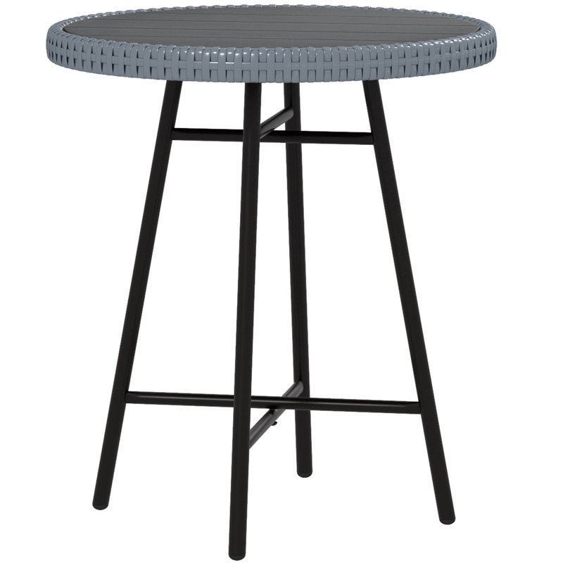 Round Wood Metal Outdoor Side Table , 50cm W 50cm D