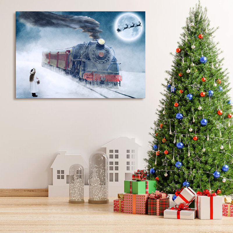 Toile encadrée, décoration murale, peinture de Noël, H 18 po x l 24 po x P 1,5 po