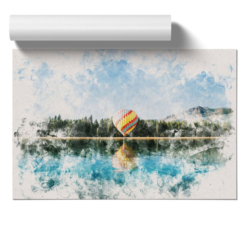 Hot Air Balloon Watercolour - Frameless Print, 21cm H x 30cm W x 0.1cm D