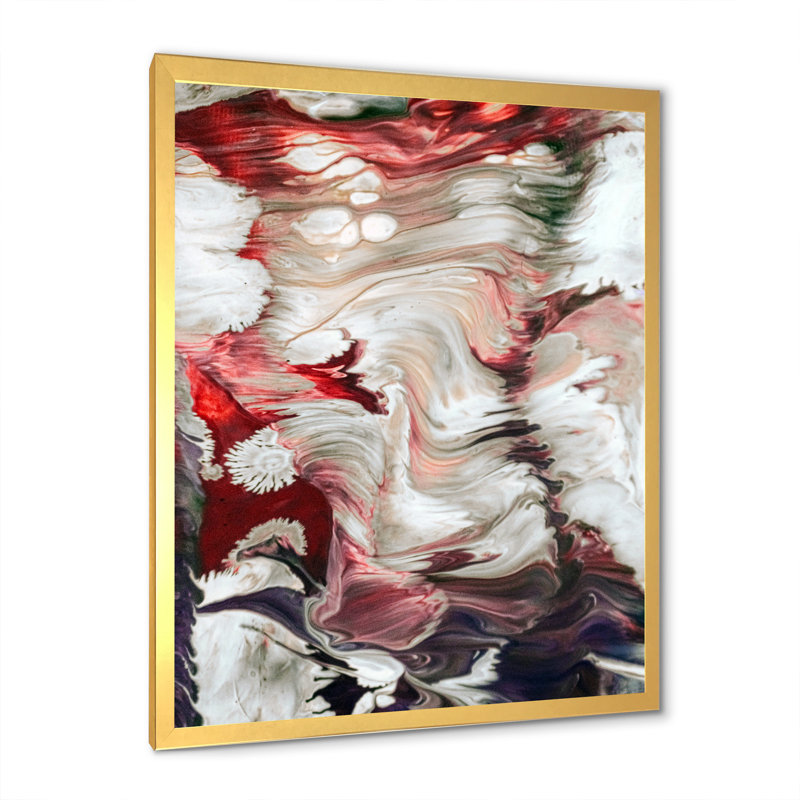 «Beautiful Mixed Abstract Fluid III», décoration murale moderne en toile, H 36 po x l 24 po x P 1 po, Encadrement doré