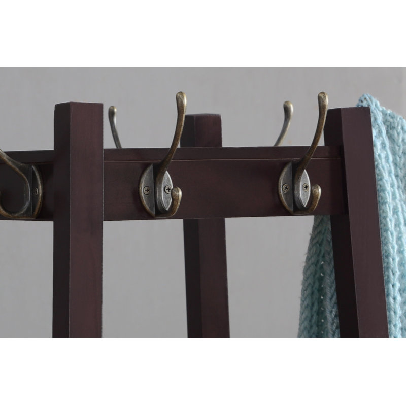Portemanteau avec 3 tablettes de rangement, Brun clair