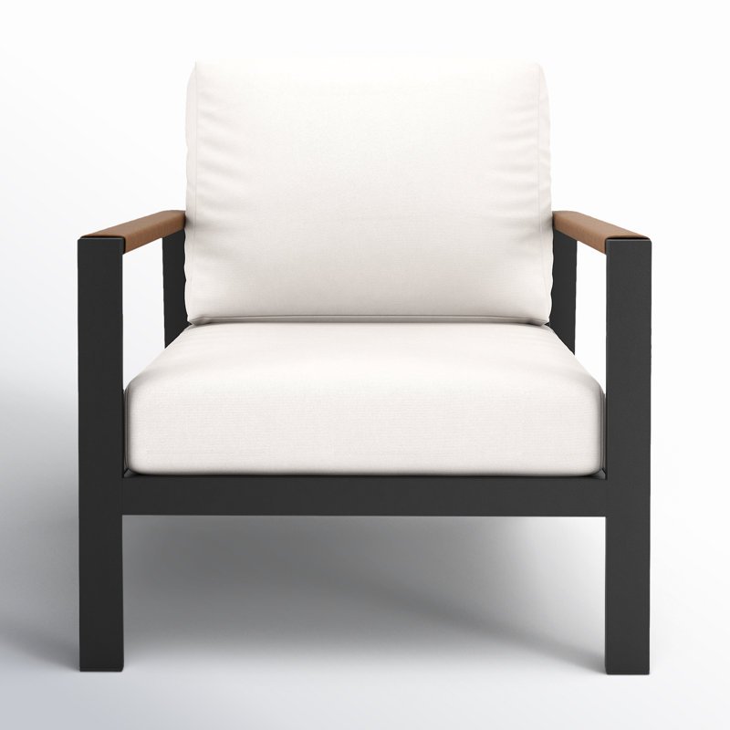 Fauteuil de patio Townsend avec coussins Sunbrella® et accoudoirs en cuir