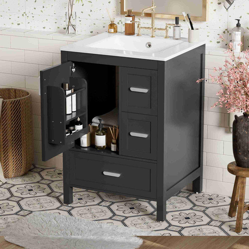 Meuble-lavabo moderne de 24 po, Noir