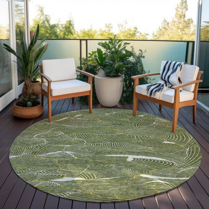  Machine Washable Indoor/Outdoor Chayden ACN1048 Rug, Round 8'