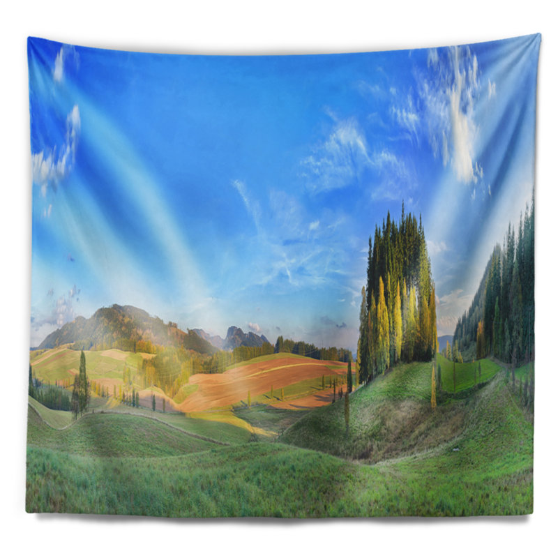 Grand panorama en polyester avec peu de tapisserie forêt avec accessoires suspendus inclus, H 32 po x l 39 po