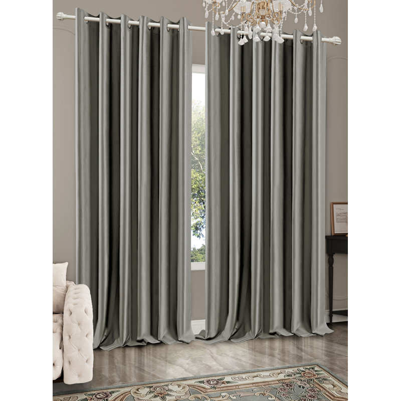 Venice Thermal Blackout Ready Made Curtains Eyelet Thick Ring Top Pair Insulated Blackout Lining, 117cm Width x 229cm Drop