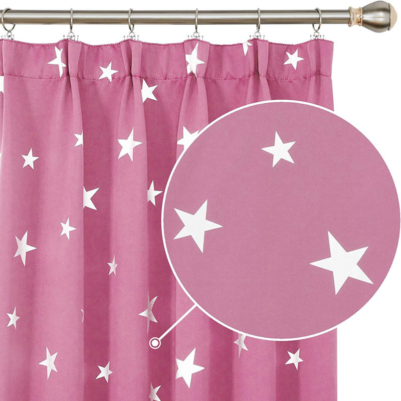 Room Darkening Curtain Pair, Pink, 132 W x 138 D cm