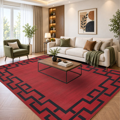 Abstract Machine Printed Shag Area Rug