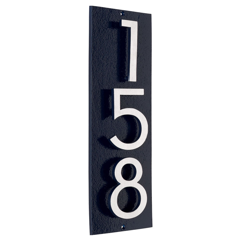 Plaque d'adresse murale sur 1 ligne, Bleu marine / deux tons, Oui