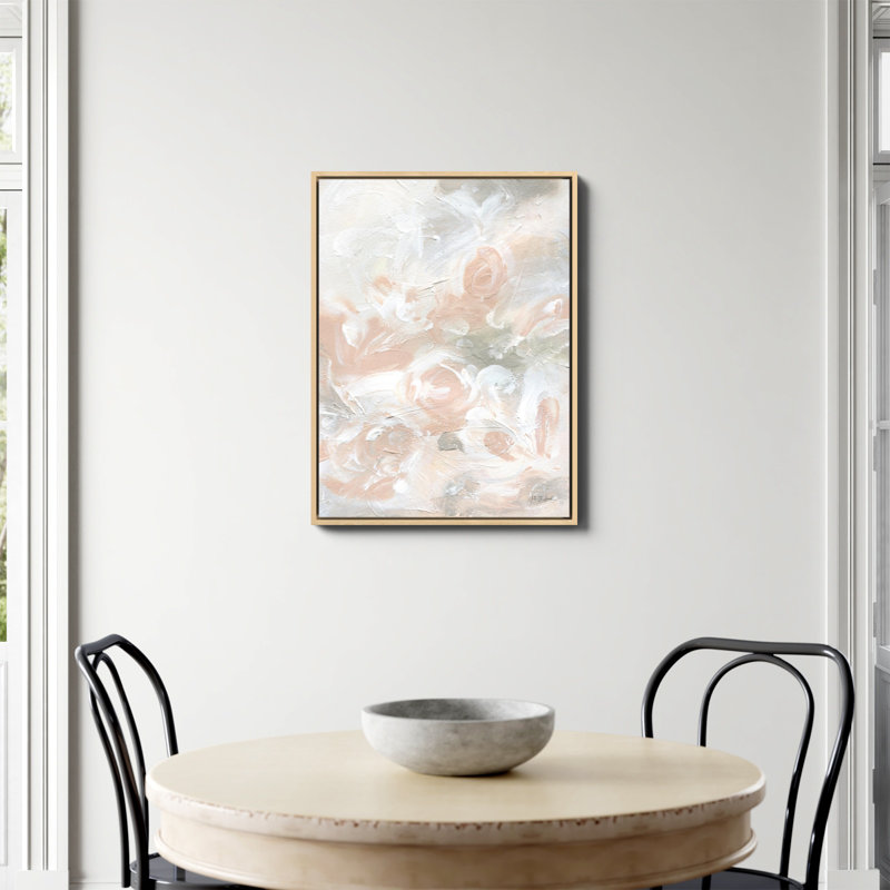 «Blush Abstract» par Yvette St. Amant, reproduction faite à la machine , Toile avec cadre flottant en érable, Non