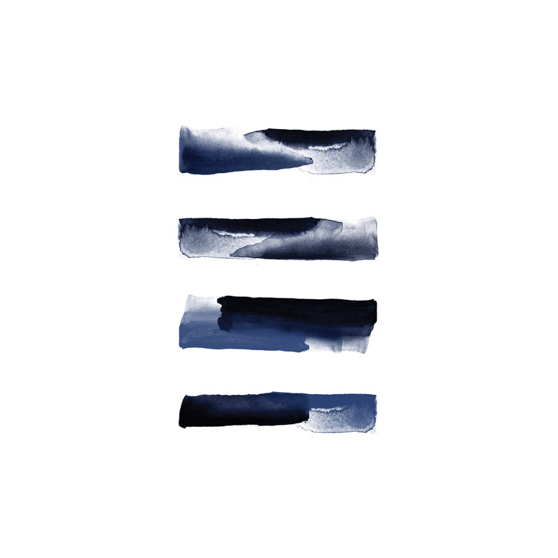 Navy Blue Watercolour Strokes 1 Piece Wrapped Canvas Wall Art, 66.04 cm H x 45.72 cm W x 3.175 cm D