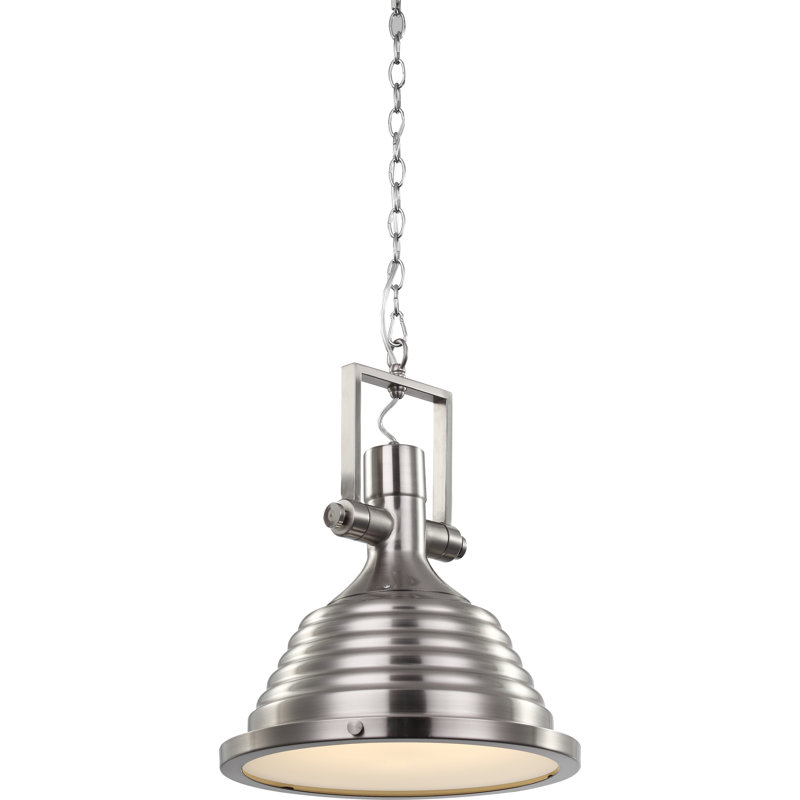 Luminaire suspendu transitionnel en chrome 1 lumière avec un fond en verre transparent