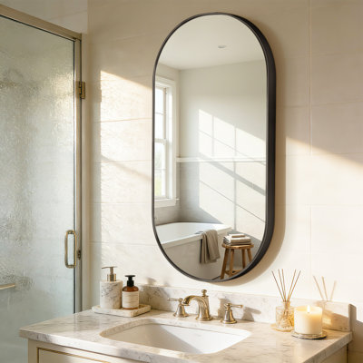Oval Metal Wall Mirror
