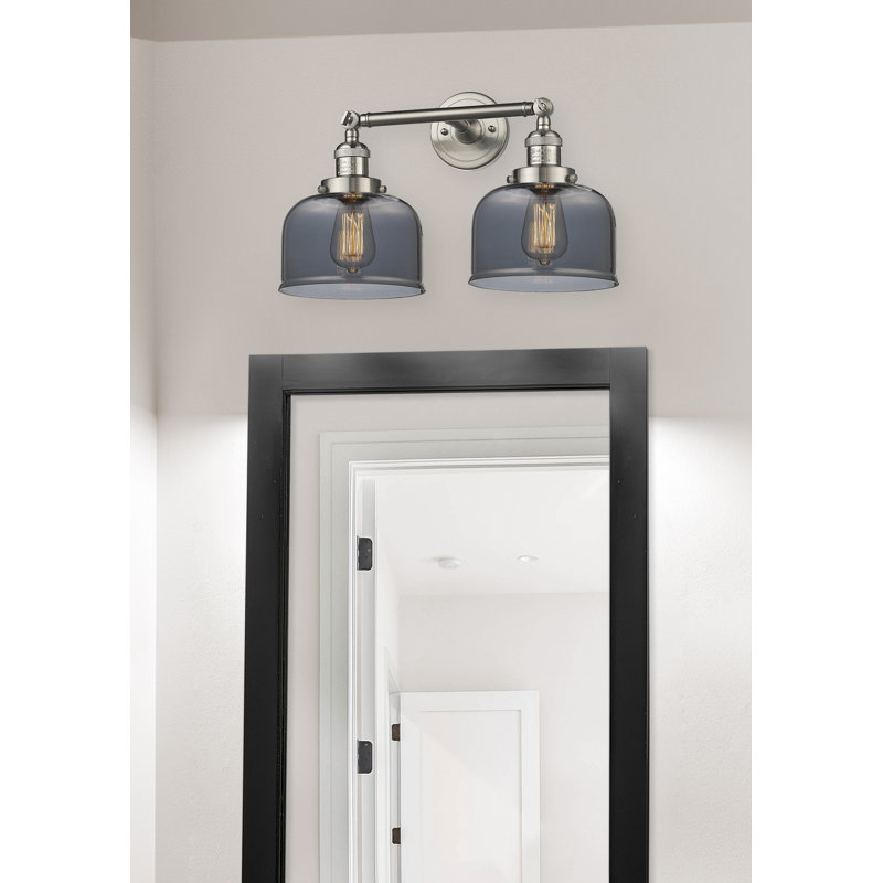 Bell - 2 Light 19" Bath Vanity Light, 6 Watt Vinage LED Bulb, Plated Smoked, Brushed Satin Nickel
