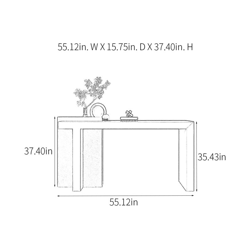 Console Modern Minimalist Art Design, Brun / orange, H 37,4 po x l 55,12 po x P 15,75 po