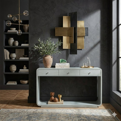 Console moderne 55 po, canapé courbé avec 3 tiroirs de rangement