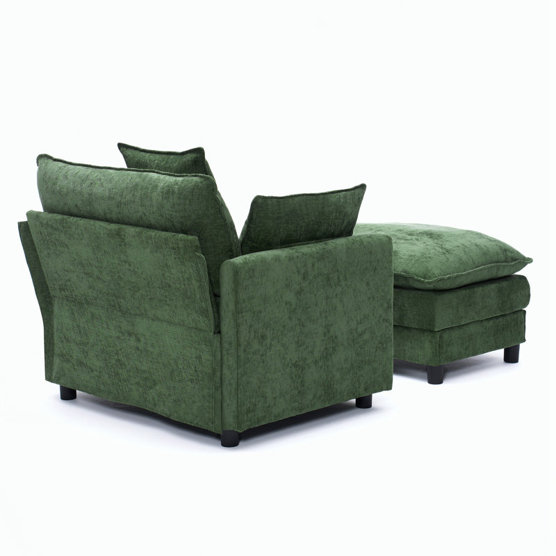 Chaise d'appoint moderne avec repose-pieds, Vert