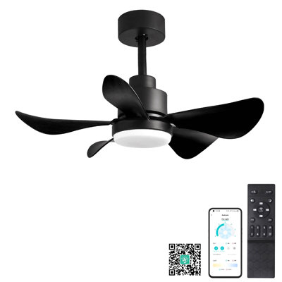Ventilateurs de plafond 28 'avec lumières et télécommande / contrôle d'appli, ventilateurs de plafond à profil bas avec 5 pales réversibles 3 couleurs à intensité variable et 6 vitesses pour la cuisine de la chambre à coucher