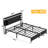 Bed Frame With Charging Station And RGB LED Lights, Headboard With Storage No Box Spring Needed-1412902015-1412902001