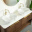 Meuble-lavabo autoportant moderne de 60 po avec lavabo vasque en marbre, plateau en pierre frittée Carrara et portes en bois cannelé, rangement à fermeture en douceur, noyer foncé