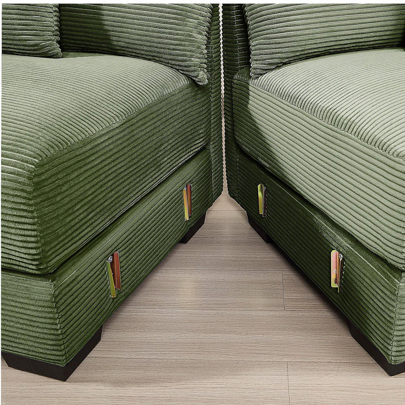 Canapé modulaire surdimensionné de 130 po en forme de nuage, canapé 3 places en velours côtelé de qualité supérieure avec accoudoirs très épais, coussin ergonomique, conception ergonomique et assemblage facile, idéal pour les salons, vert