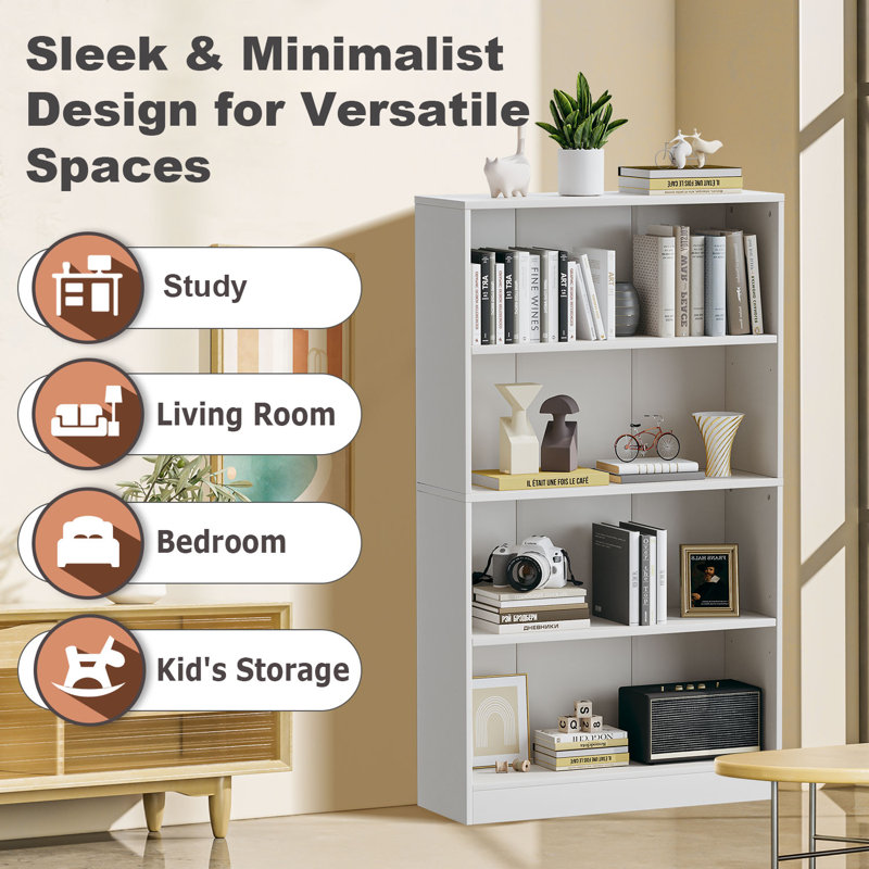 Jalacia Bookcase, Grand White, (4 Shelves) 55" H x 31" W x 11" D