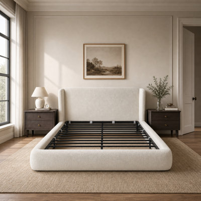 Upholstered Bed Frame with Headboard, No Box Spring Needed, Mattress Not Included, Modern Cloud Platform Bed