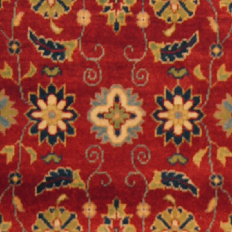 Tapis de couloir unique en laine noué à la main rouge / ivoire 2 pi 7 po x 7 pi 1 po Jevon