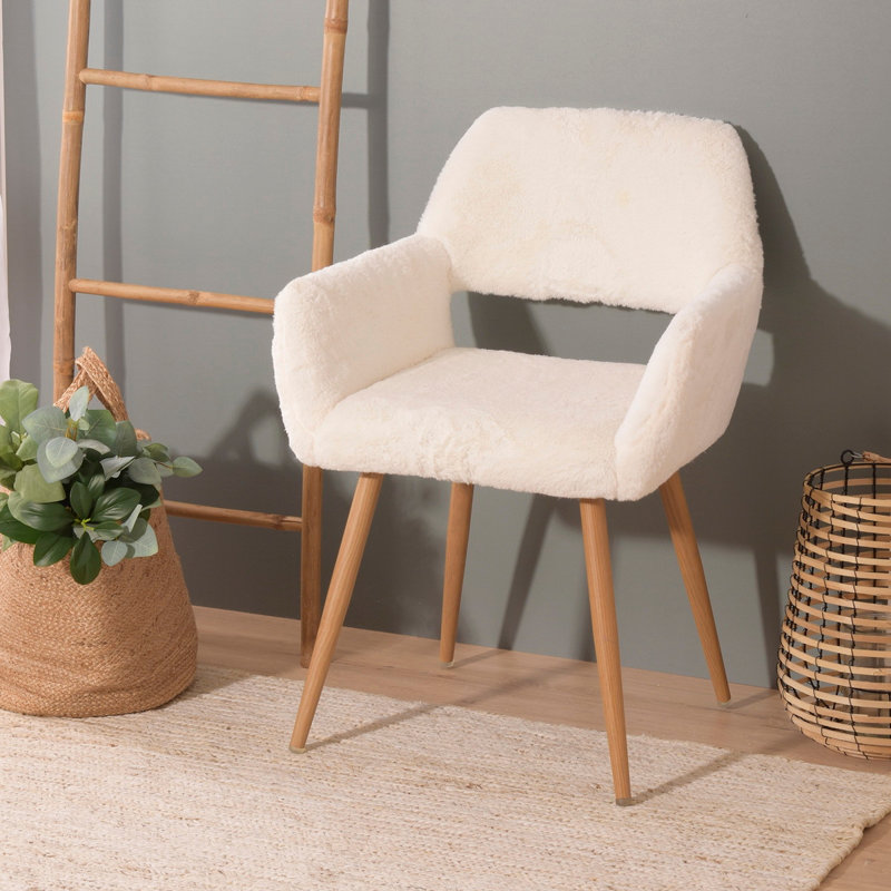 Isabeau Upholstered Side Chair, Faux Fur Camel