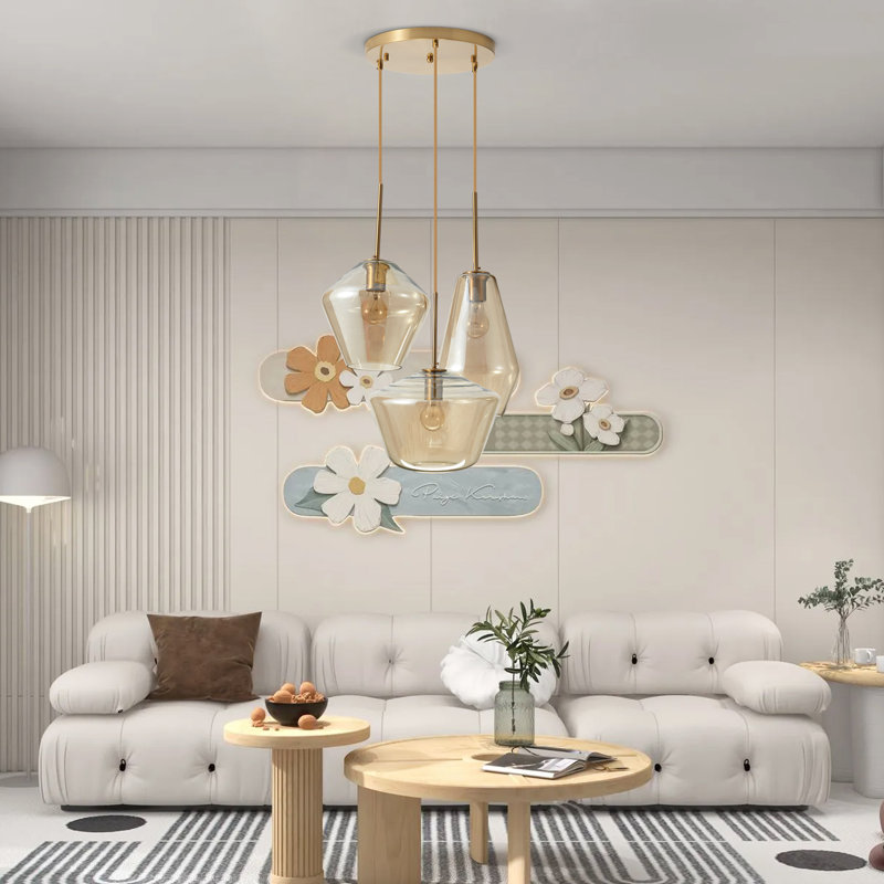 Luminaire suspendu champagne 3 lumières 39 po