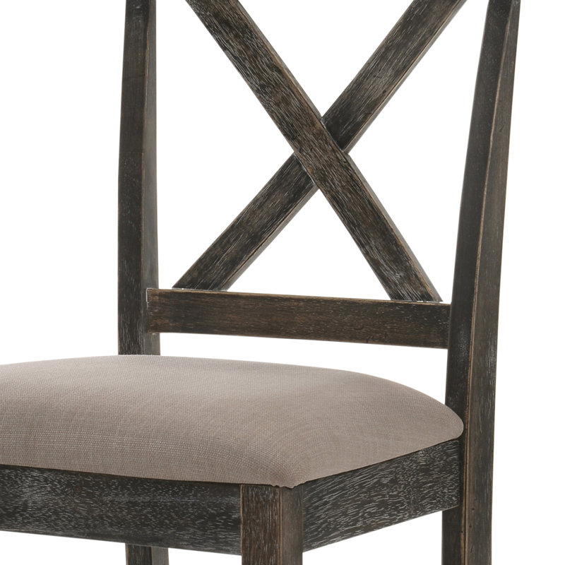 Tabourets à hauteur de comptoir brun clair et gris patiné avec dossier croisé