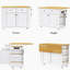Îlot de cuisine 48 po avec rangement interne, alimentation, 5 roulettes, 2 tiroirs, tablettes réglables, espace de rangement de couleur blanche, prise, 5 mouvements,
