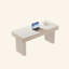 Bureau blanc rectangulaire en pierre frittée, 2 tiroirs-933741203