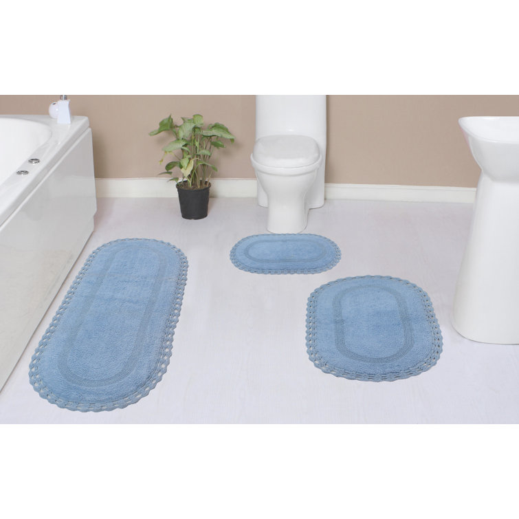 Better Trends 34-in x 21-in Aqua Polyester Bath Rug in the