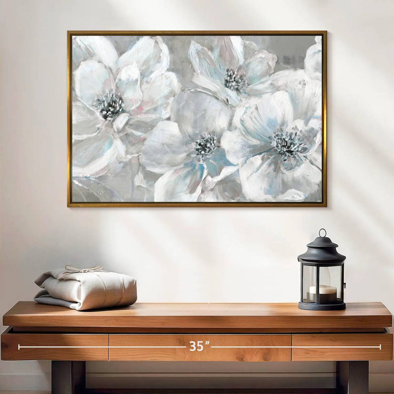 Soft Teal Summer, 25" X 17", Floating Frame Gold