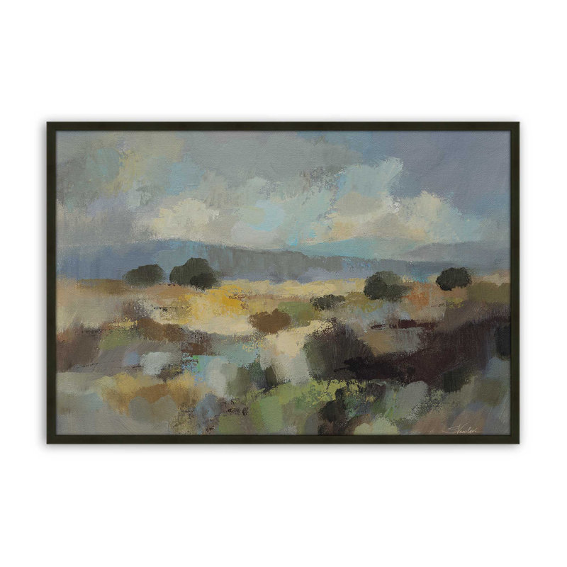 Reproduction d'art «Mute Blue Landscape» par Silvia Vassileva, Noir, H 24 po x l 32 po