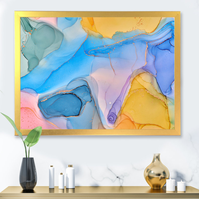 «Blue and Yellow Tender», impression sur toile, Toile à cadre d'angle fermé doré, H 24 po x l 32 po