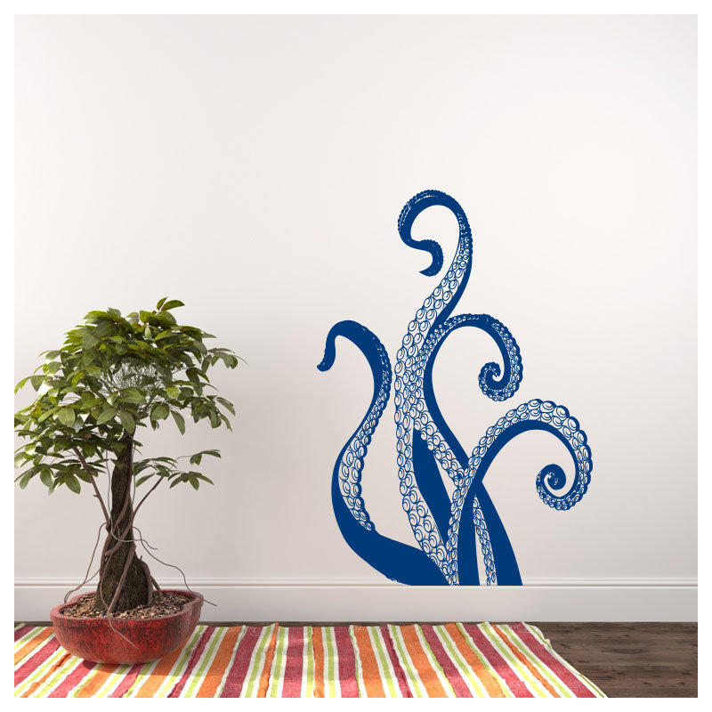 Adhésif décoratif pieuvre, bleu