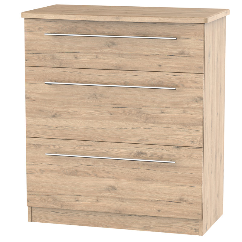 Fully Assembled Lyndale 3 Drawer Chest, Bordeaux Oak
